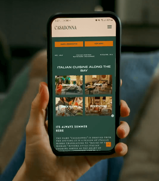 Casadonna website on mobile version - Mockup