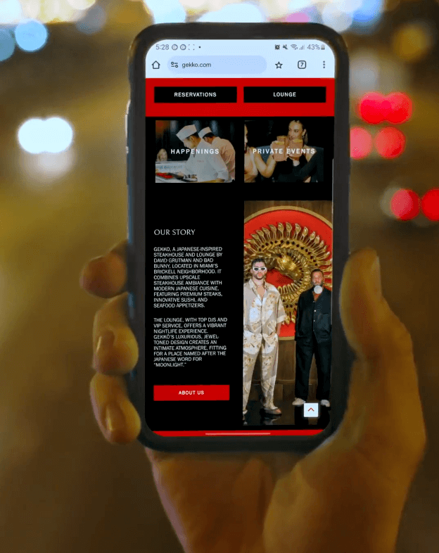 Gekko website on mobile version - Mockup